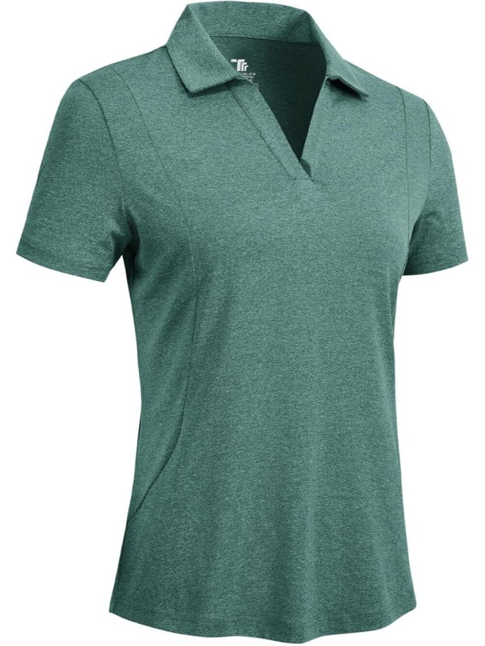 Women's Gray Green Golf Shirts Short Sleeve Dry Fit V Neck Collared Tennis Tops